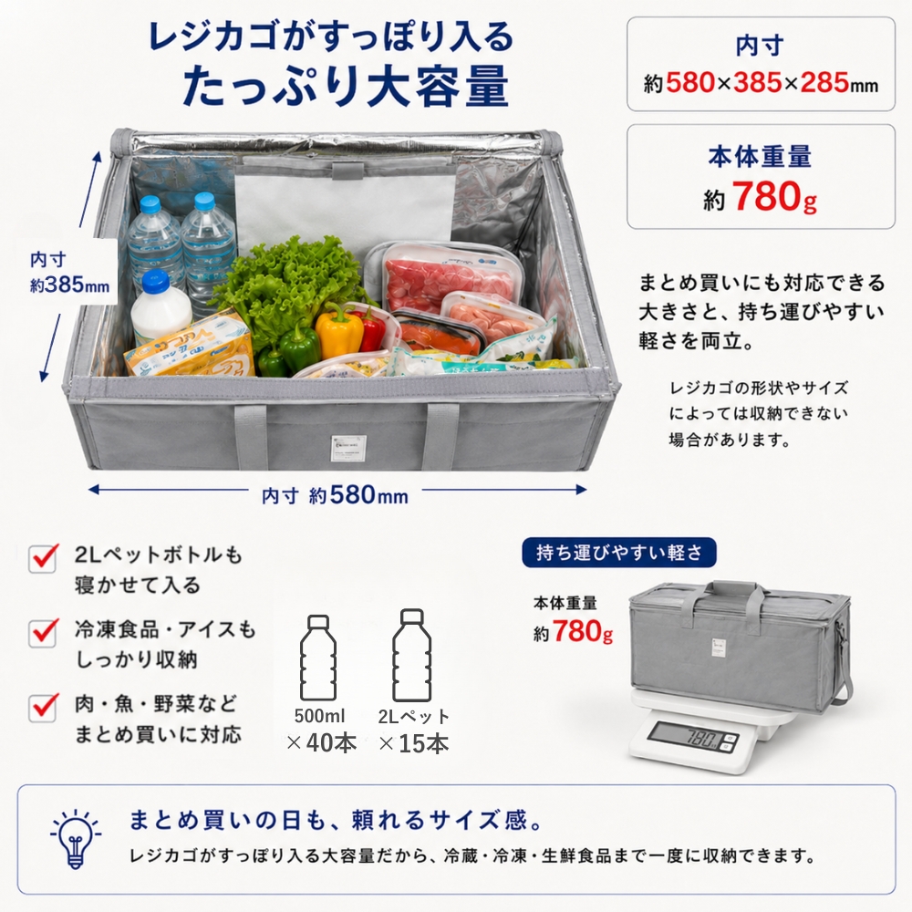 レジカゴごと入る 保冷バッグ 72L | 業務用・個人用保冷ボックスの