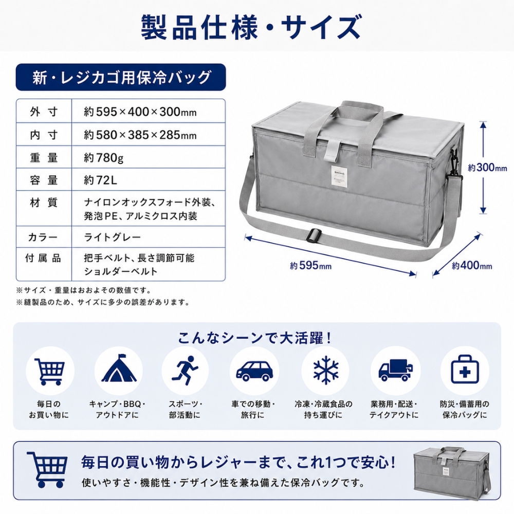 レジカゴごと入る 保冷バッグ 72L | 業務用・個人用保冷ボックスの